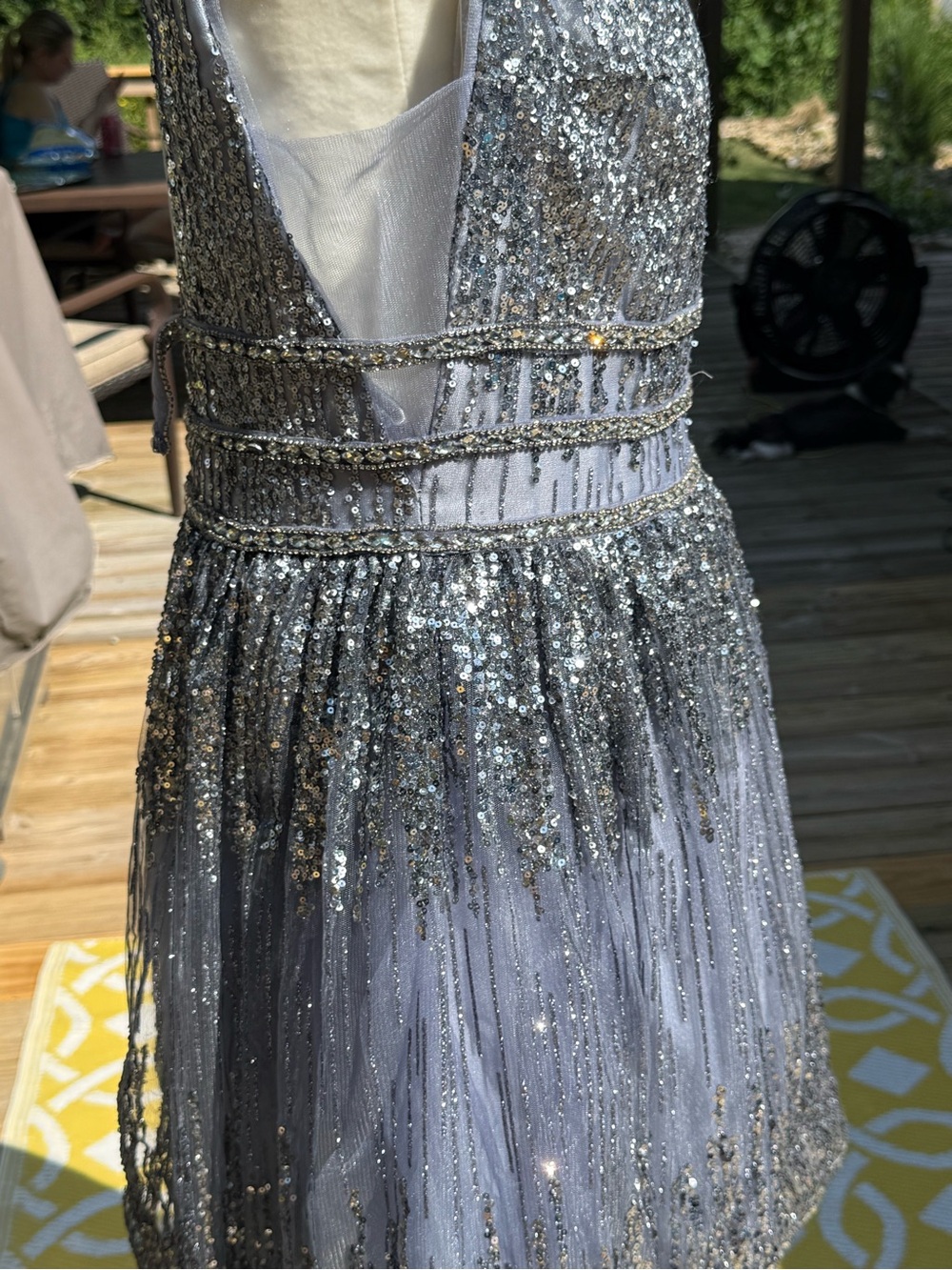 Silver Glitter Tulle Party Dress size 16 Jovani silver blue homecoming prom - Picture 3 of 10